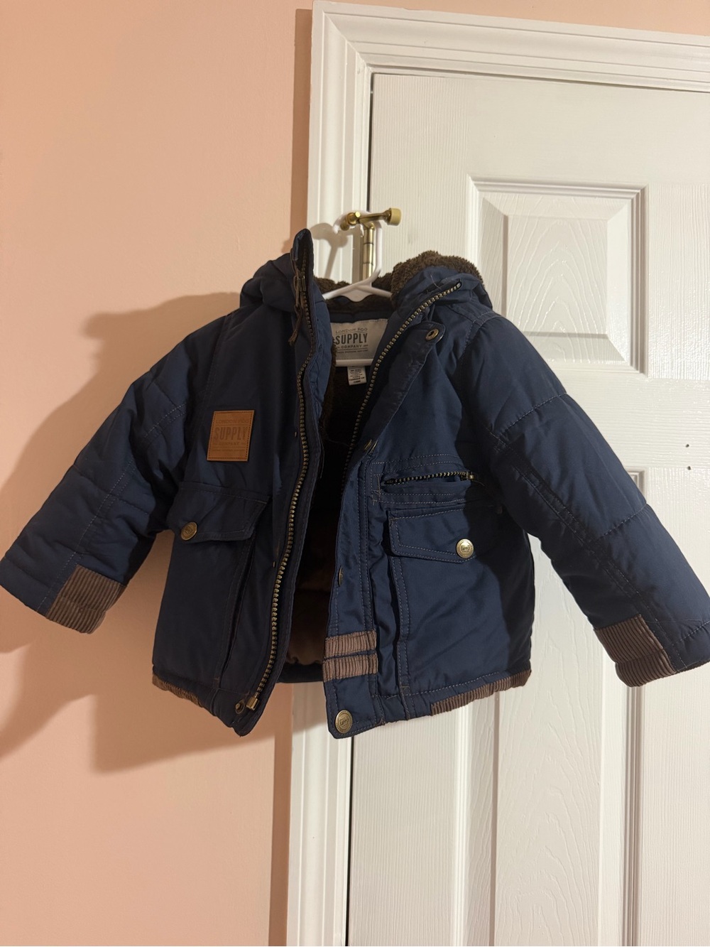 London Fog Navy Hooded Puffer Jacket for Kids